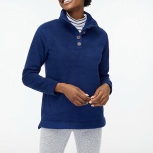 J Crew Woman's Medium Navy Sherpa Button-Front Pull-Over Tunic Top